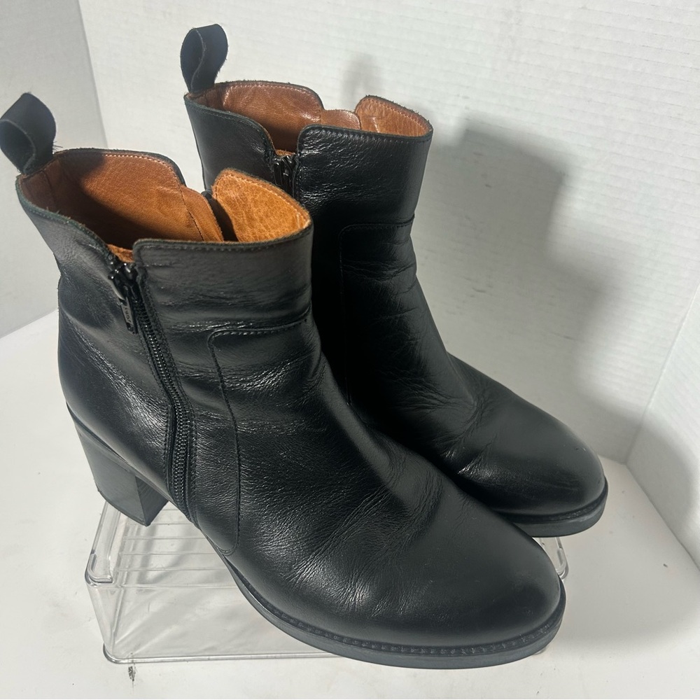 FRAU Black Leather Ankle Double Zipper Boots Goth Witchy EU 41 US 10.5